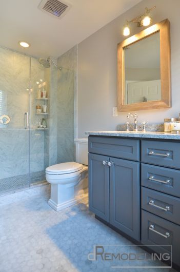 Light Blue Bathroom Vanity - Transitional - Bathroom - Telich Custom Homes