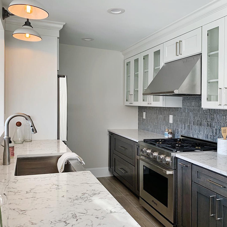 Textural Farmhouse Galley Kitchen Renovation in Mt Airy