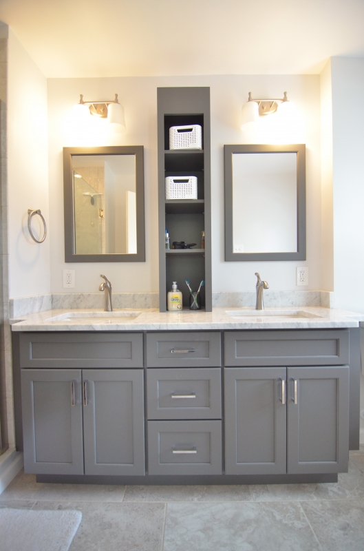 Classic Bath With Grey Vanity In Media Pa, Bathroom Design With Gray Vanity