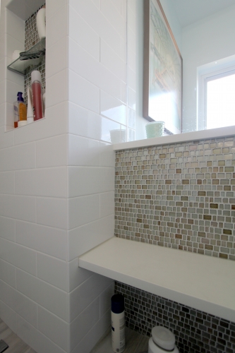 Bath Walk In Shower Bench Glass Mosaic Recessed Niche