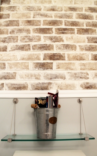 Bathroom Exposed Brick rolling stone 