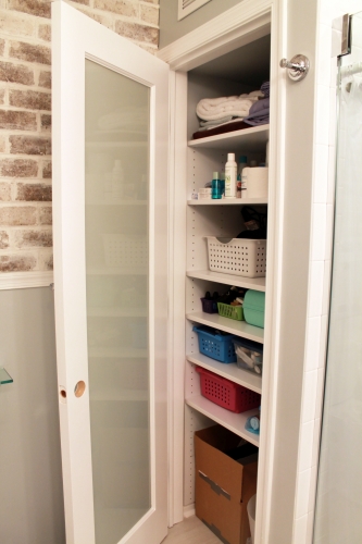 Bathroom Frosted Glass Linen Closet