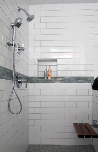 Bathroom Remodel Shower Niche Folding Bench