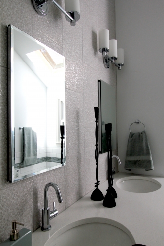 Bathroom Remodel Vanity Backsplash Mirrors Detail