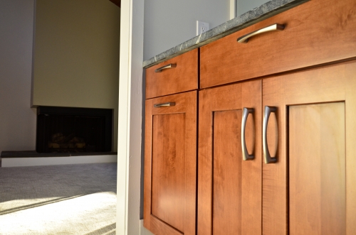 Bathroom Rich Warm Wood Vanity