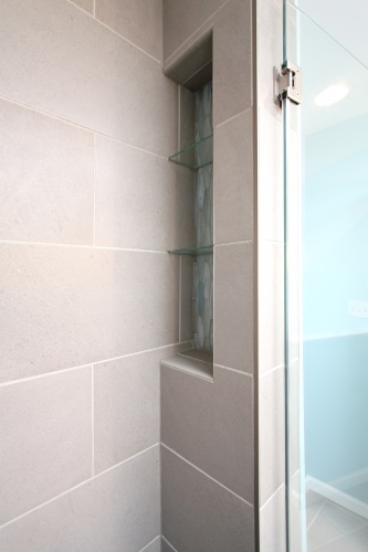 Contemporary Bath Recessed Shower Niche Teal