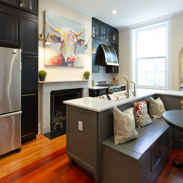 Eclectic Black and Gold Kitchen Remodel in Philadelphia