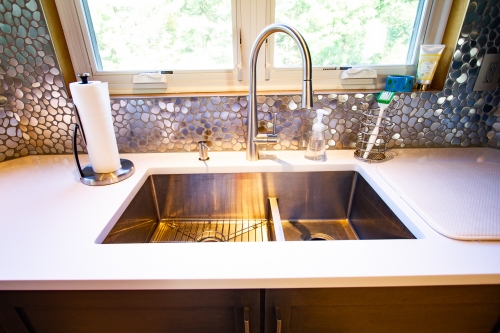 Kitchen Sink Silver Backsplash