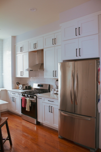 Kitchen White Cabinets Wood Floor