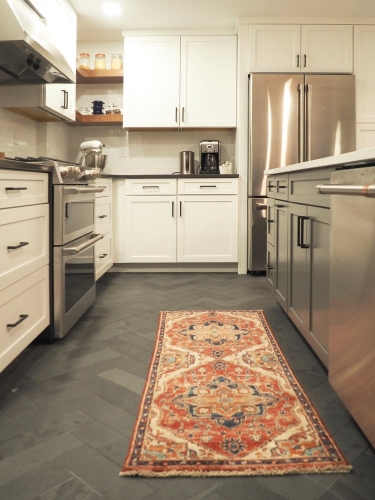 Kitchen White Shaker Stainless Appliances Cafe Collection Slate Floor