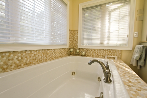 Master Bath Jacuzzi Tub Beige Mosaic Tub Surround