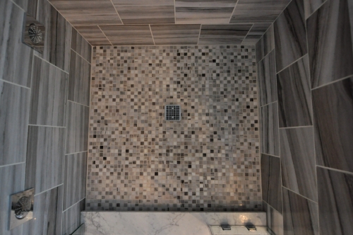 Master Bath Mosaic Shower Floor Tile Natural Stone Wall Tile