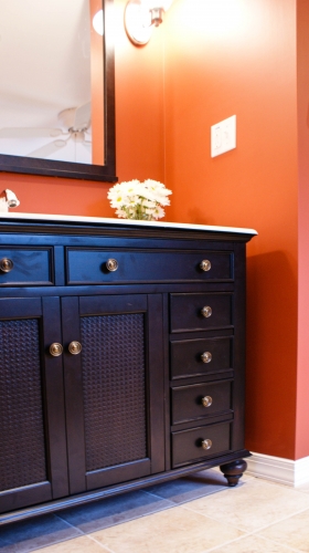 Master Bathroom Espresso Red Beige