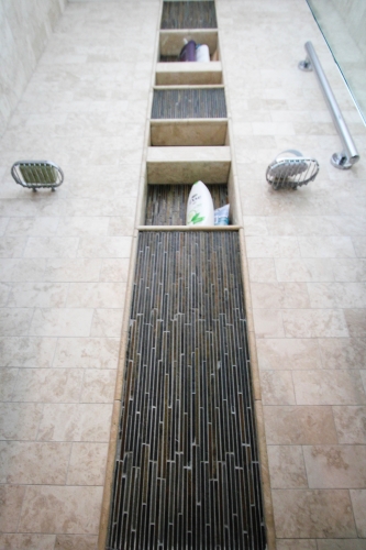 Master Bathroom Shower Recessed Niche accent tile 