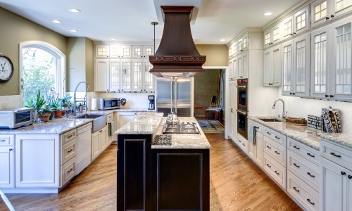 Traditional Kitchen Diagonal Flooring