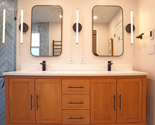  Double Vanity White Quartz Countertops Bathroom Remodel dRemodeling