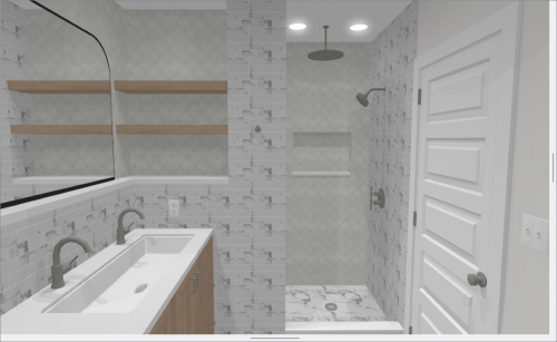  rendering  natural wood natural marble bath trough sink dRemodeling