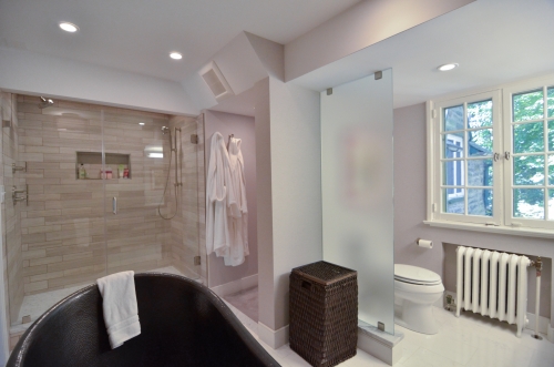 bathroom frosted frameless glass