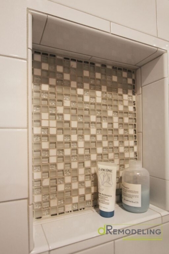 bathroom recessed shower niche mosaic
