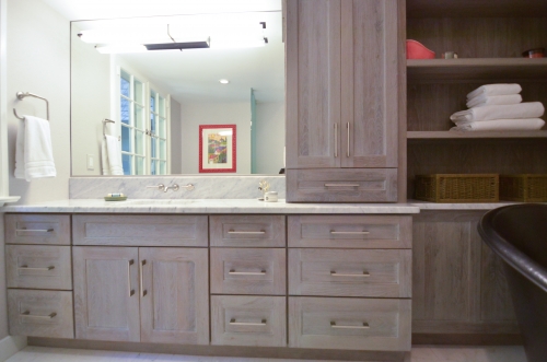 bathroom vanity white washed wood