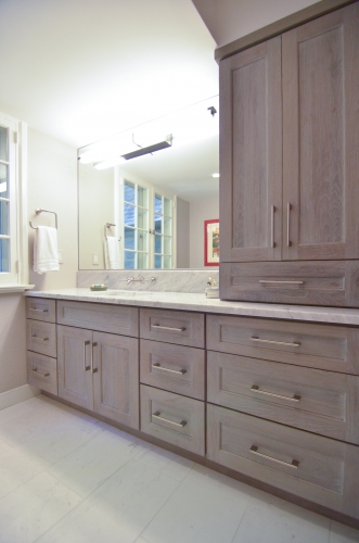 bathroom weathered wood vanity