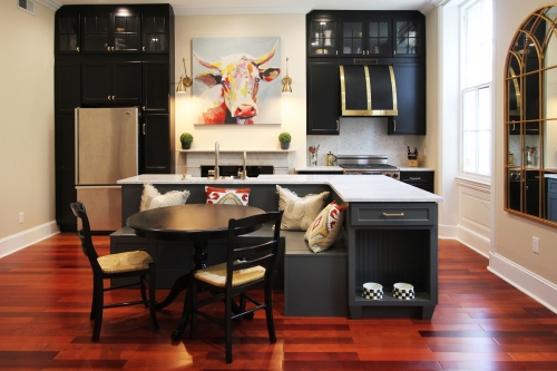 black kitchen banquette seating