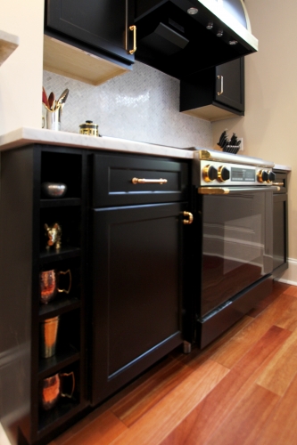 black kitchen brass fixtures