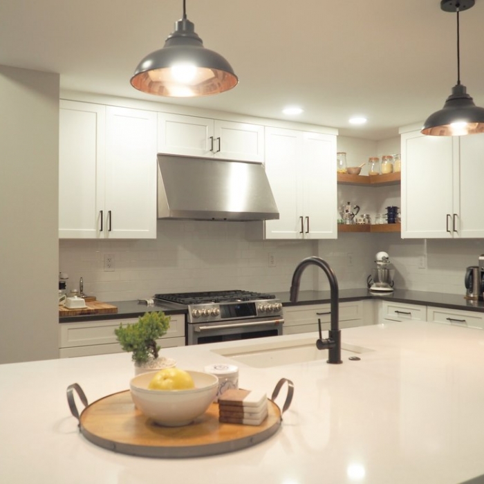 Copper-Accented Industrial Transitional Kitchen Renovation in Philadelphia