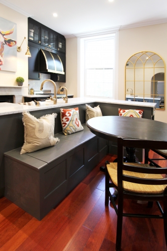 gray island banquette seating