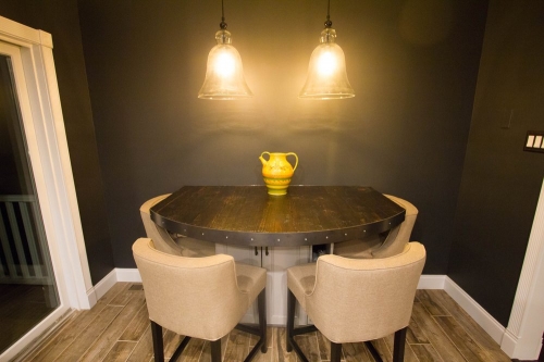 gray rustic kitchen salvaged wood top