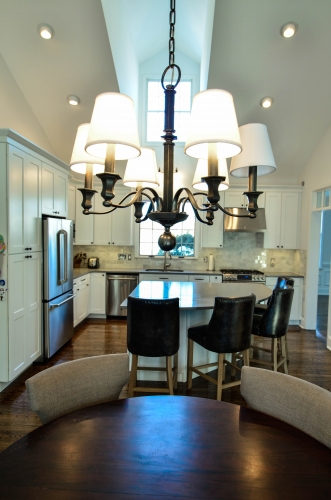 kitchen chandelier vaulted ceiling