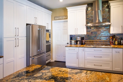 kitchen refrigerator white cabinets