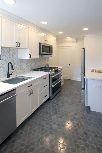 kitchen white shaker quartz countertops