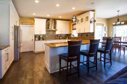 kitchen wood floor white cabinets