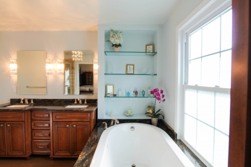 master bathroom remodel natural stone jacuzzi tub glass frameless shower enclosure corner  (1)