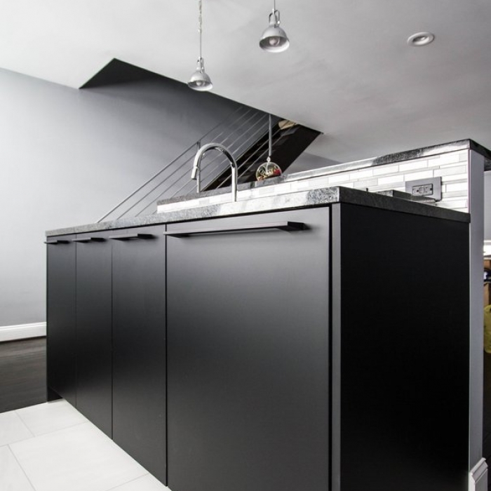 Modern Minimalist Black Kitchen Renovation in Philadelphia