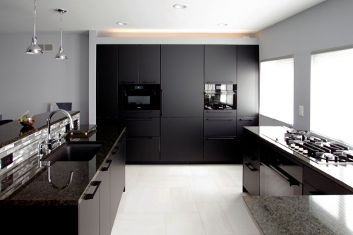 modern monochrome kitchen contemporary black wall ovens