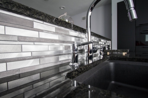 modern monochrome kitchen contemporary chrome faucet