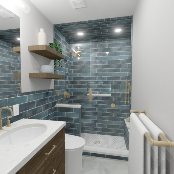 Rustic Elegance Meets Modern Comfort: A Tranquil Bathroom Retreat