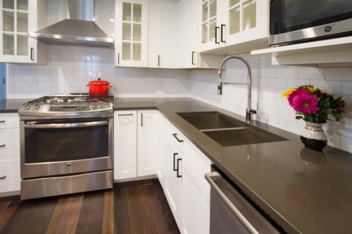 transitional kitchen microwave shelf