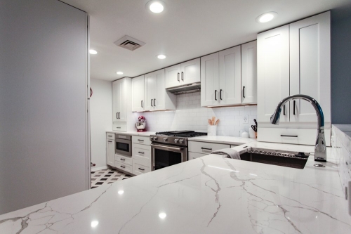 white basement kitchen stainless undermount sink
