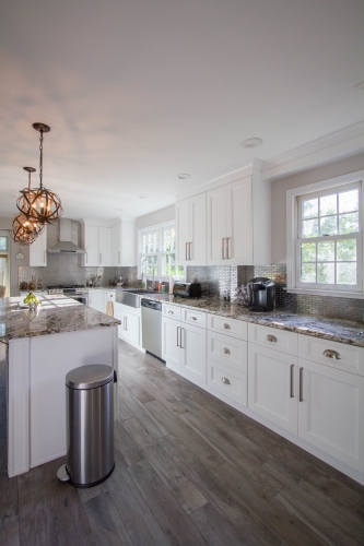 white kitchen ceramic wood flooring