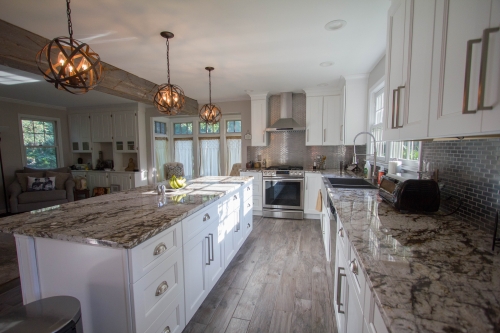white kitchen granite counters