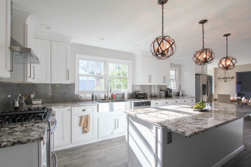 white kitchen island overhang