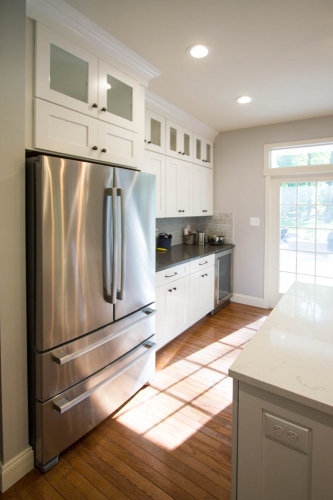 white shaker kitchen french door refrigerator