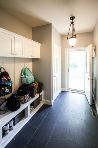 white shaker mud room