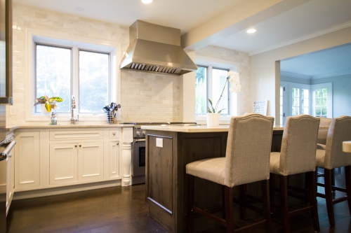 white traditional kitchen remodel eat in island