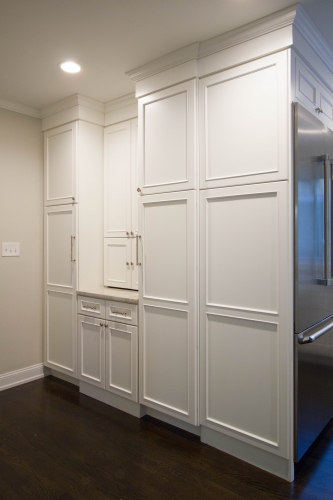 white traditional kitchen remodel pantry storage