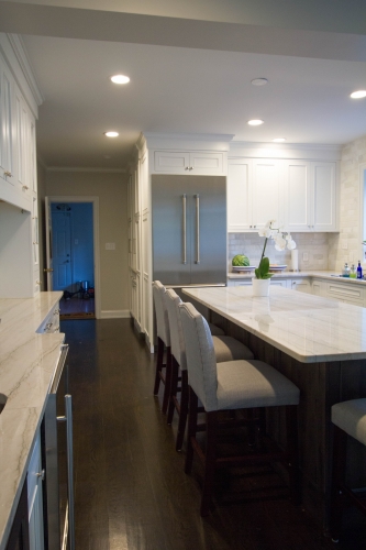 white traditional kitchen remodel recessed lighting