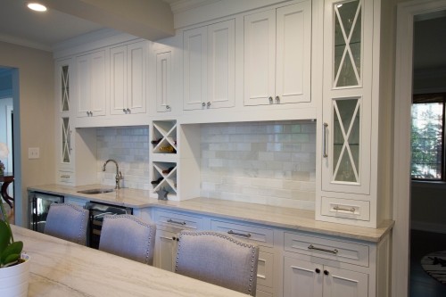 white traditional kitchen remodel wine racks